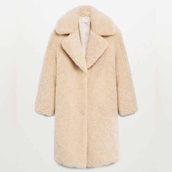 Mango Faux Shearling Fur Coat New - Picture 5 of 7